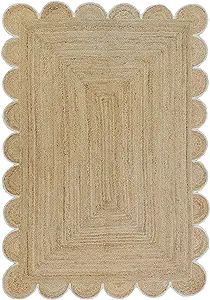 Weaving Village Scalloped Natural Jute Area Rug, Colored Trim | Amazon (US)