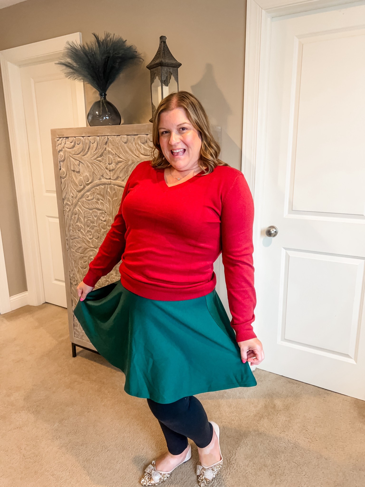 Love this skirt for holiday outfits! ✨🎄 Wearing a size XL.

#LTKMidsize #LTKOver40 #LTKFindsUnder50