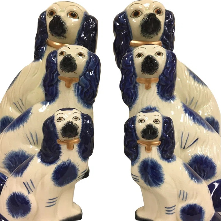 PAIR OF IVORY/ORANGE STAFFORDSHIRE DOGS (LARGE) | Wayfair North America