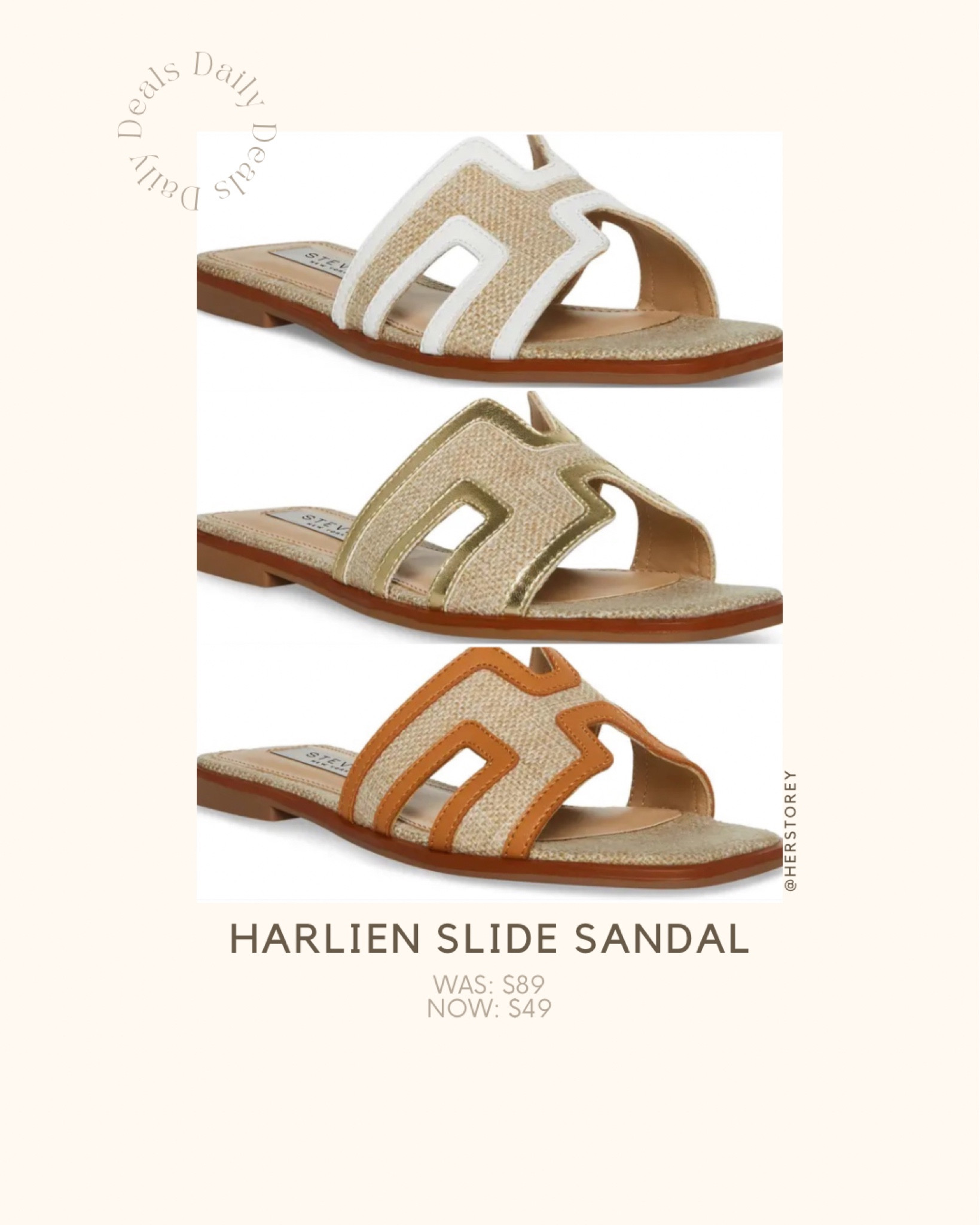 Harlien Slide Sandal
Was: $89
NOW: $49

#LTKsalealert #LTKunder50 #LTKshoecrush