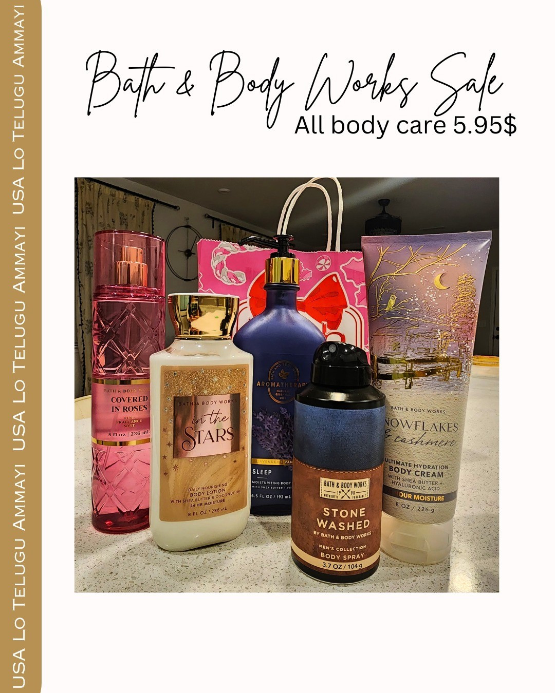 Bath and body works all body care 5.95$ until November 18, 2024.Use promotion code CHEERS

snowflakes and cashmere along with In the stars are my absolute favorites.I get them all the time. I also enjoy the eucalyptus aromatherapy cream but my husband wanted to try the sleep version this time. Covered in roses is reputed to be a dupe for the famous Delina perfume and it's scent is remarkably similar, so I decided to get it as well. Stone Washed is my husband's favorite perfume from them.#LTKHoliday 

#LTKGiftGuide #LTKSaleAlert