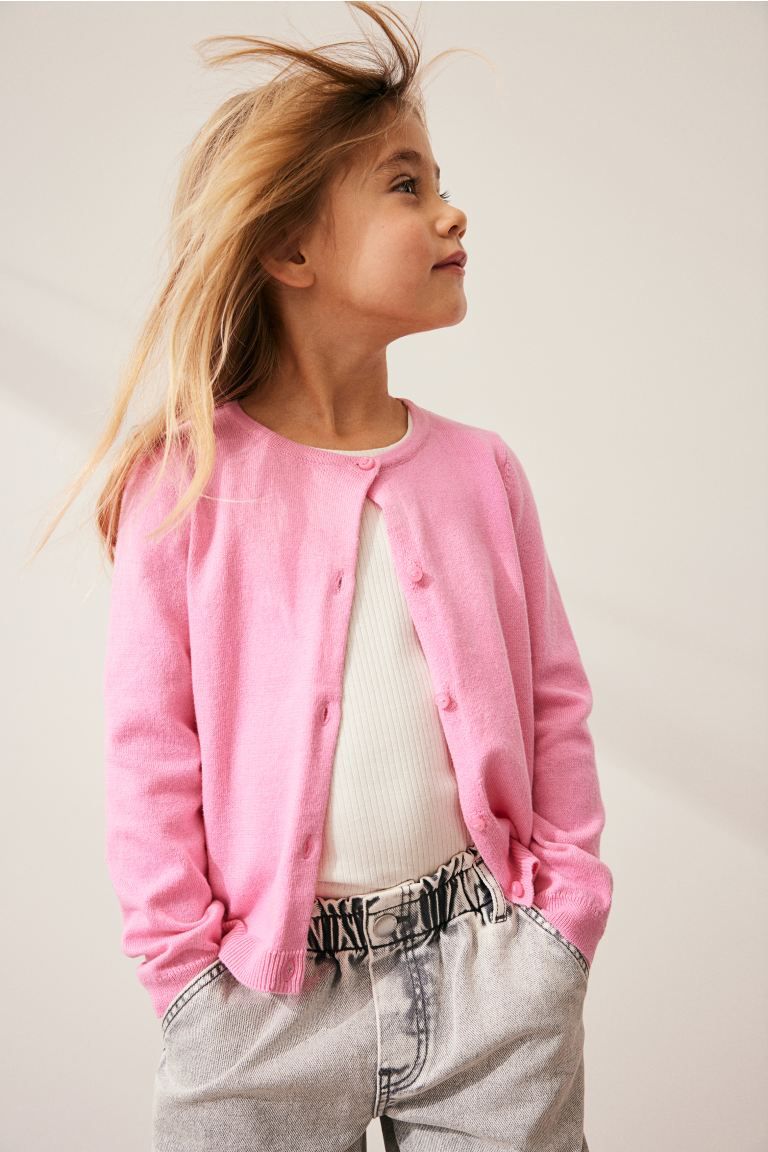 Fine-knit Cotton Cardigan - Pink - Kids | H&M US | H&M (US + CA)