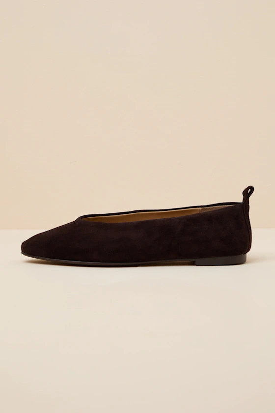 Swanky Chocolate Brown Leather Ballet Flats | Lulus