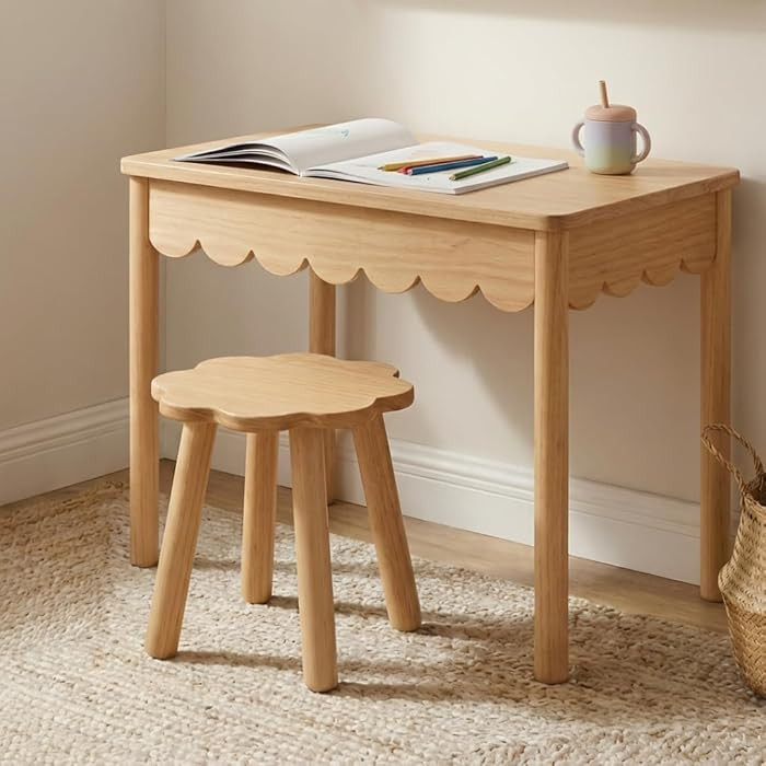 CAALMA Kids Table and Chair Set (Ages 3–7), Solid Wood with Lift-Top Hidden Storage - Montessor... | Amazon (US)