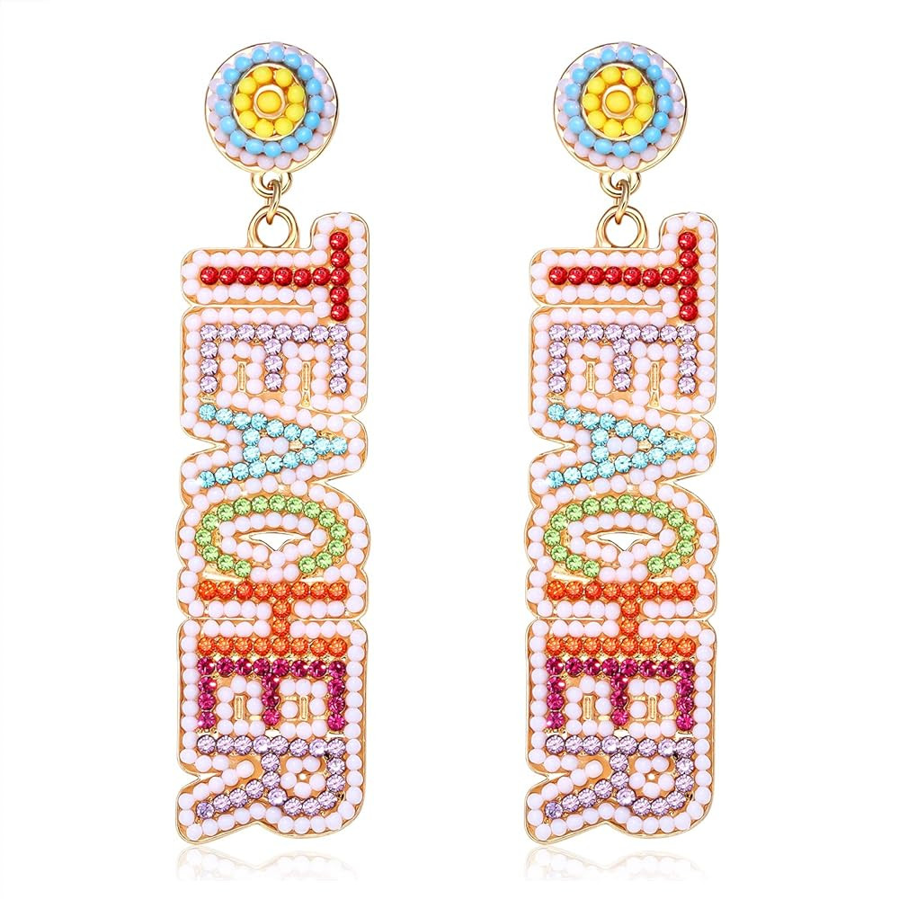 MOLOCH Teacher Earrings Beaded Rhinestone Maestra Teacher Dangle Earrings Back to School Gifts fo... | Amazon (US)