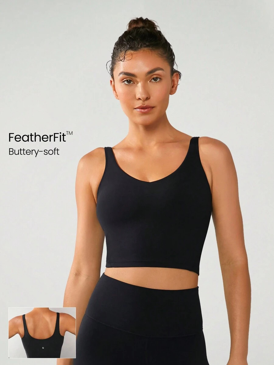 GLOWMODE FeatherFit™ U Back Cropped Active Tank Top Low Impact Yoga Daily Fall Winter | SHEIN