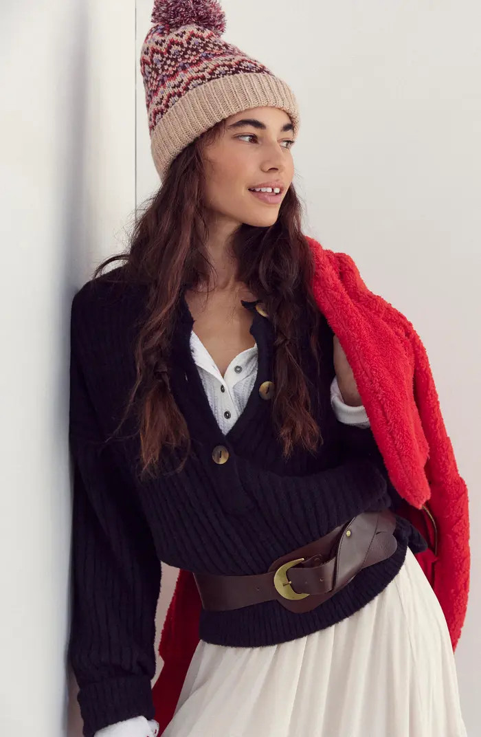 Free People Cocoa Rib Henley Sweater | Nordstrom | Nordstrom