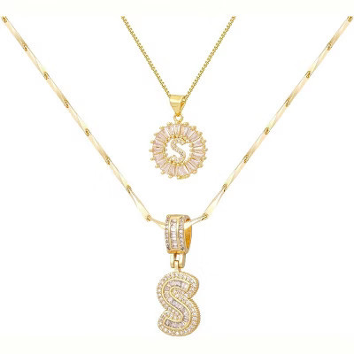 2PCS Personalized Initial Necklace Set - 14K Gold Plated Letter Pendant, Couple Gift for Birthdays/Christmas | Target
