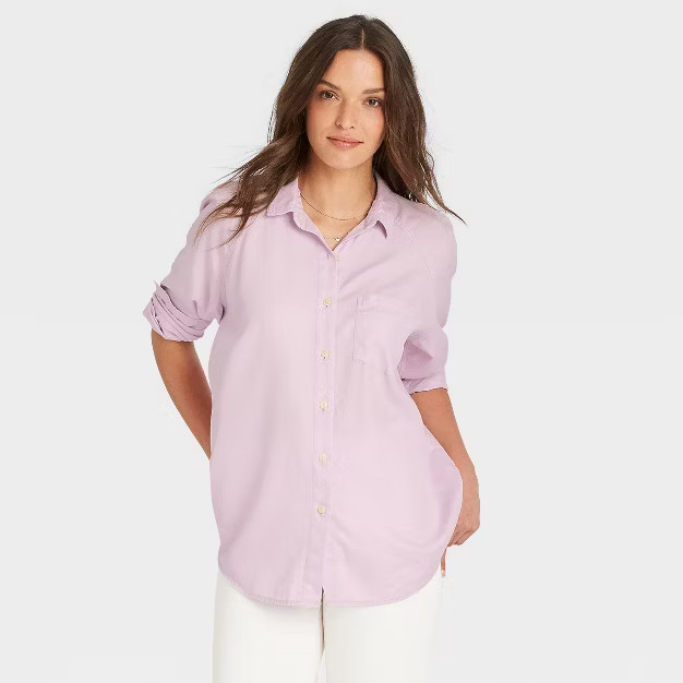 Women's Raglan Long Sleeve Button-Down Shirt - Universal Thread™ | Target