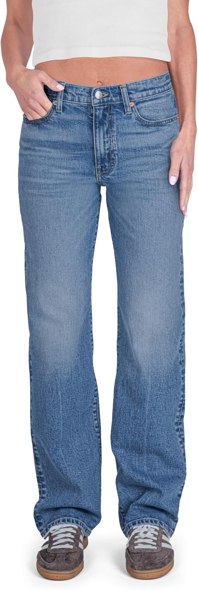 Women's Mid Rise Regular Straight Jeans Classic Pants | Amazon (US)