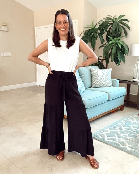 Amazon spring outfit with wide leg pants and a white tank.  Both run true to size.  I’m in a small in both. 

#LTKover40 #LTKstyletip #LTKfindsunder50