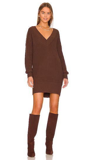 Varsity Sweater Dress in Mink Brown Dress Brown Mini Dress Brown Sweater Dress Outfit Ideas | Revolve Clothing (Global)