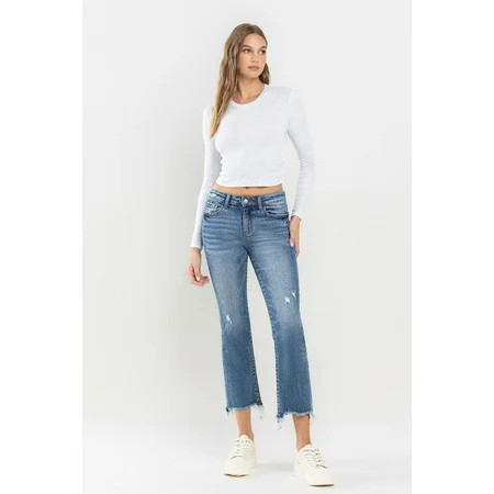 Lovervet Mid Rise Frayed Hem Jeans | Walmart (US)