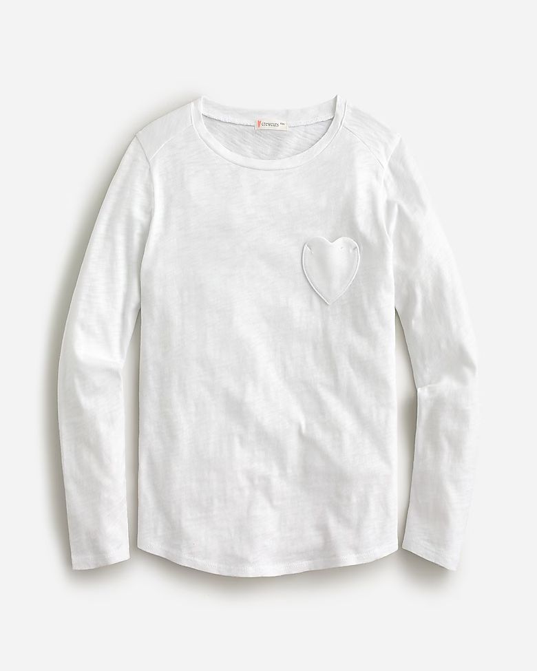 Girls' long-sleeve heart-pocket T-shirt | J.Crew US