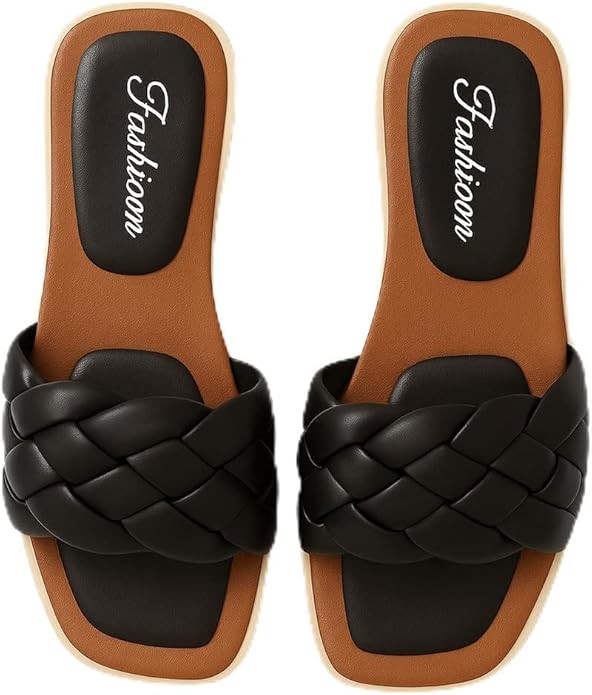 Women’s Braided Slide Sandals – Comfortable Flat Summer Shoes for Casual, Beach & Everyday We... | Amazon (US)