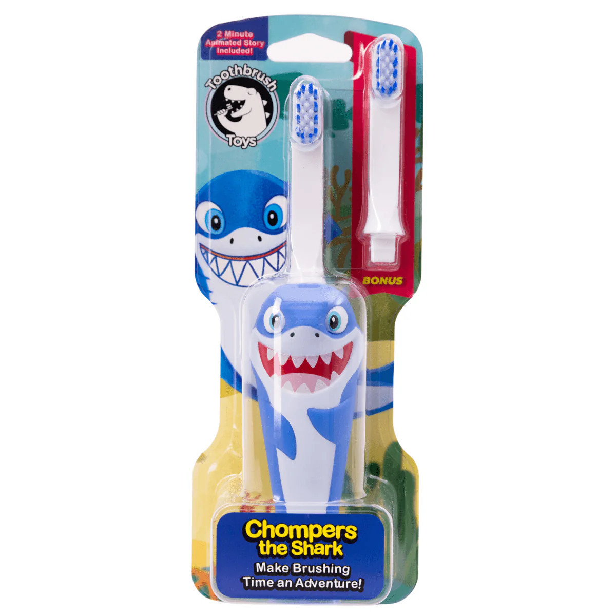 Chompers the Shark Shark Toothbrush for Kids with Bonus Brush | Toothbrush Toys | Toothbrush Toys