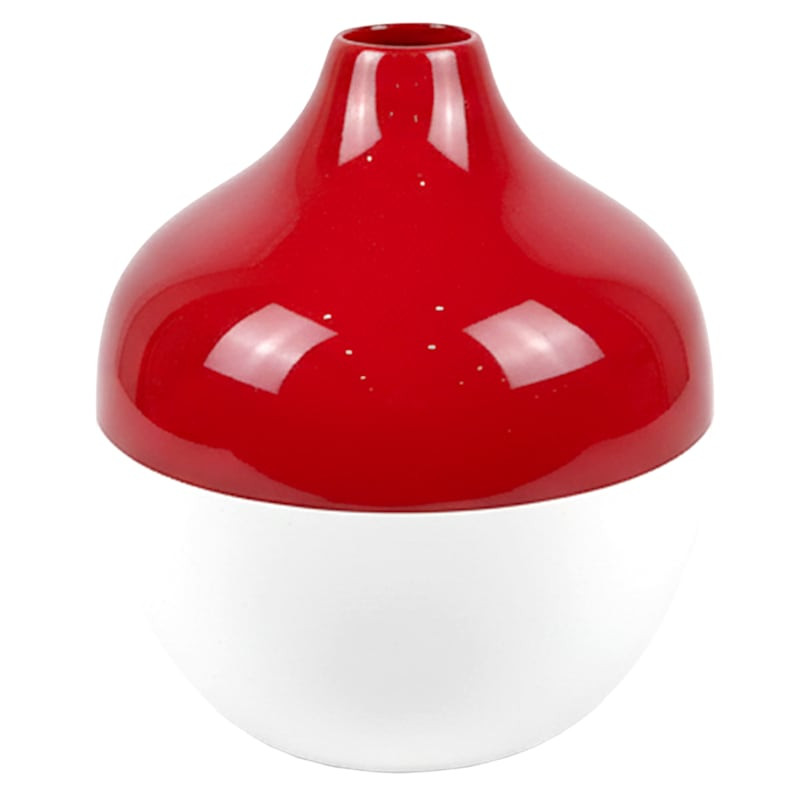 Red & White Bamboo Vase, 8.65" | At Home