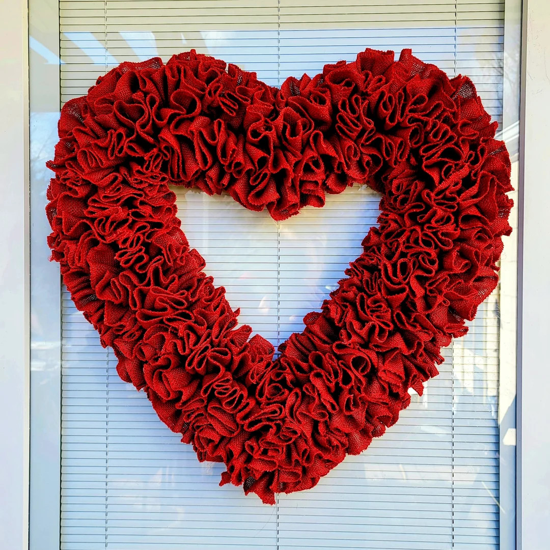 Valentine Day Front & Double Door Wreath, Outdoor Porch Decor, Large Red Burlap Heart Home Decora... | Etsy (US)