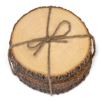 Lipper International Acacia Tree Bark Coasters Set of 4 - Hemp Tie (4.5") | Target