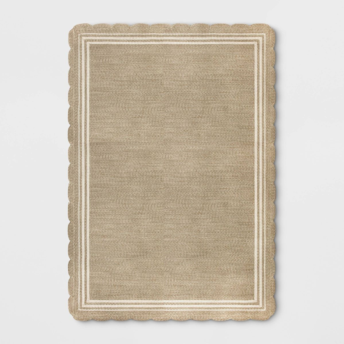 Scalloped Edge Braided Outdoor Area Rug Natural - Threshold™ designed with Studio McGee | Target