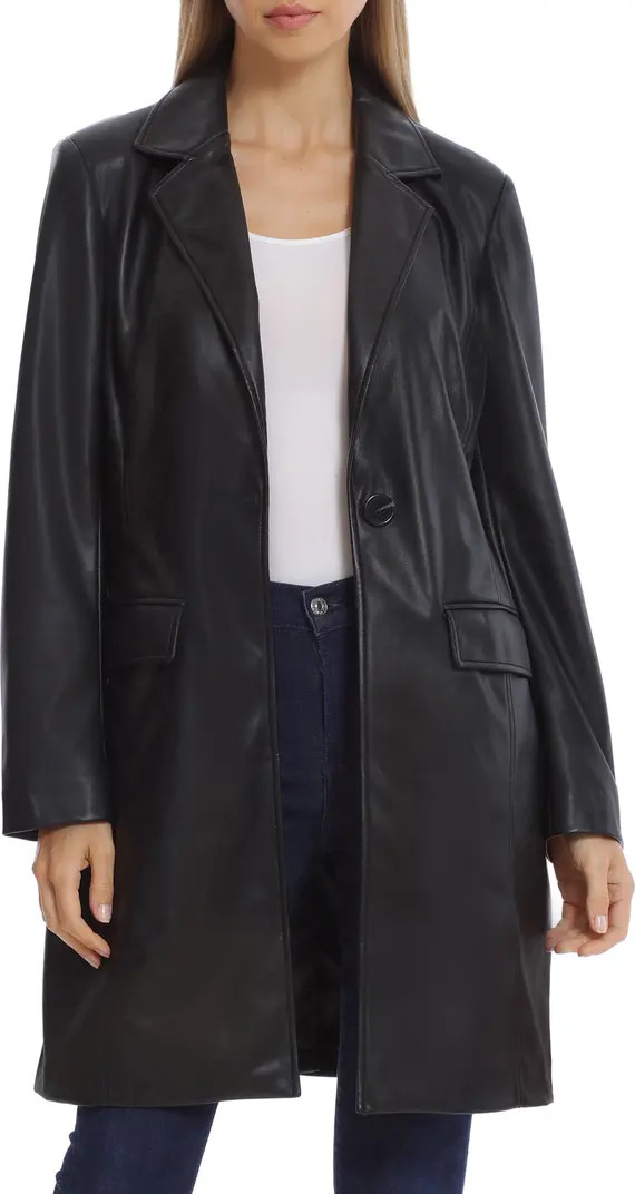 AVEC LES FILLES Notch Lapel Long Faux Leather Coat | Nordstromrack | Nordstrom Rack