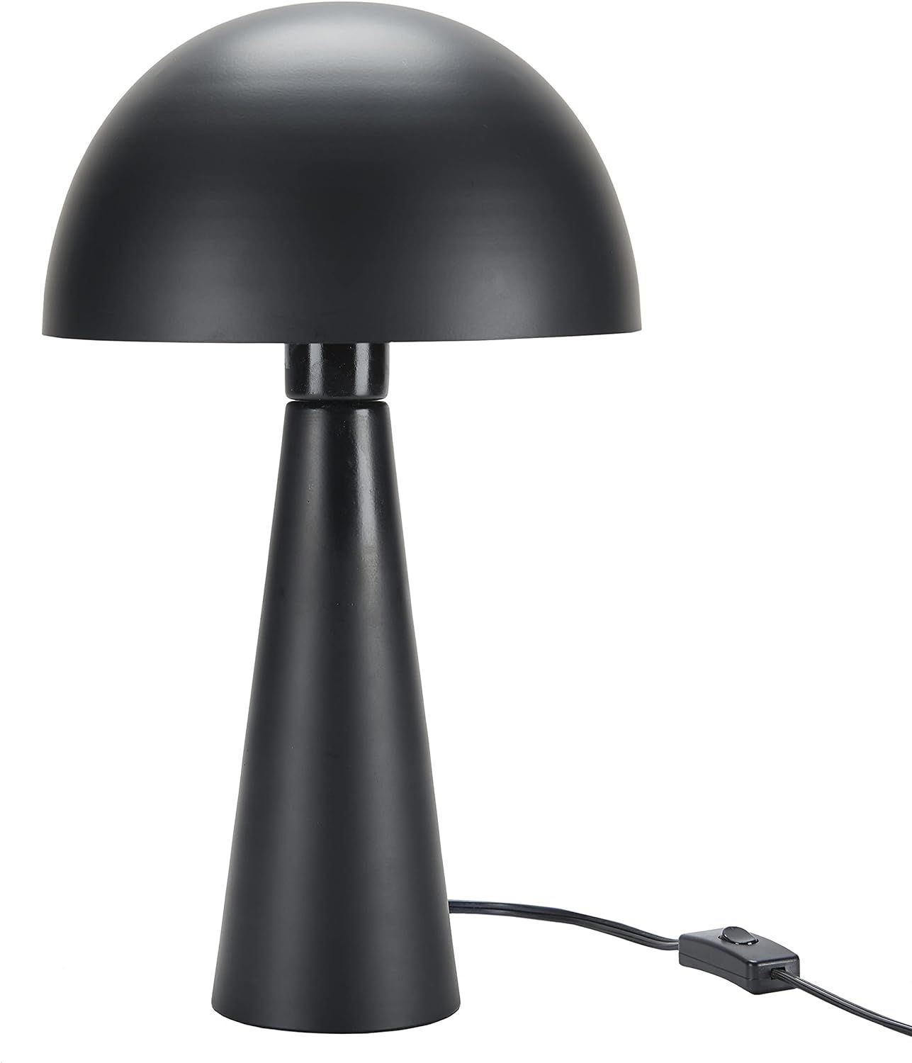 Nourison 16" Black Modern Mushroom Accent Table Lamp with Plug in Cord, Minimalist Metal Dome Sha... | Amazon (US)