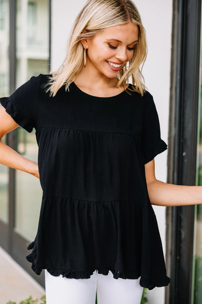 All Eyes On Me Black Linen Babydoll Top | The Mint Julep Boutique