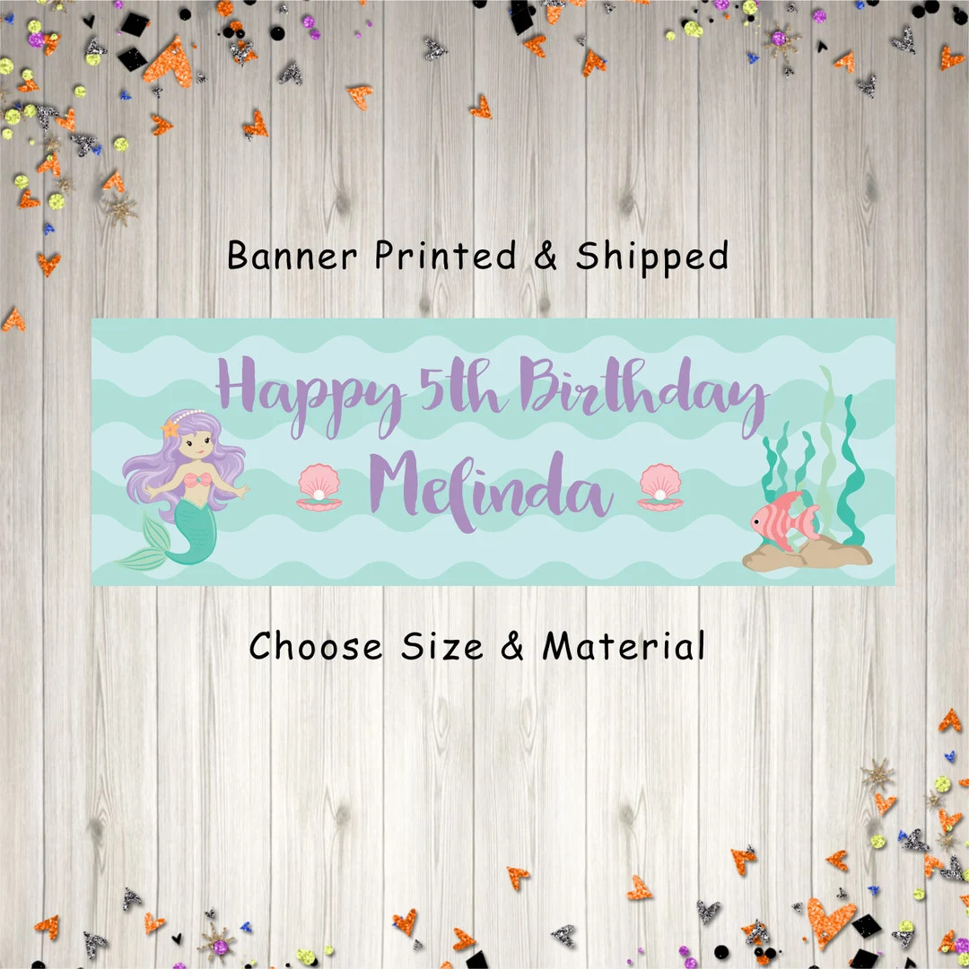 Mermaid Birthday Banner, Mermaid Party, Under the Sea Birthday Banner, Mermaid Decorations Printe... | Etsy (US)