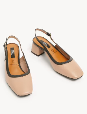 Leather Block Heel Slingback Shoes | Marks & Spencer IE