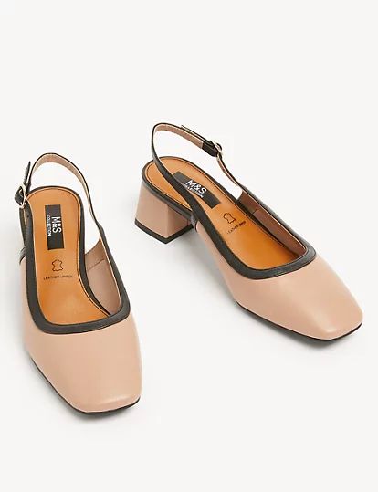 Leather Block Heel Slingback Shoes | Marks & Spencer IE