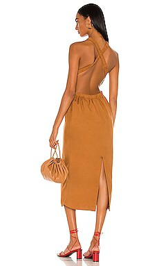 Bardot The Grecian Midi Dress in Tan from Revolve.com | Revolve Clothing (Global)