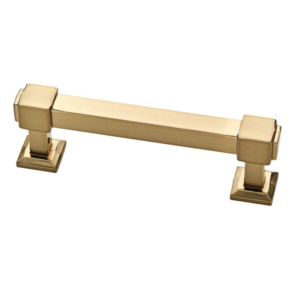 Classic Square 3 in. (76 mm) Center-to-Center Champagne Bronze Drawer Pull | The Home Depot