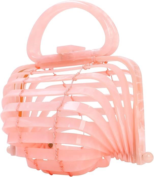 Sorozien Women Acrylic Purse Handmade Summer Beach Clutch Handbag Top Handle Bags Clutch Folding ... | Amazon (US)