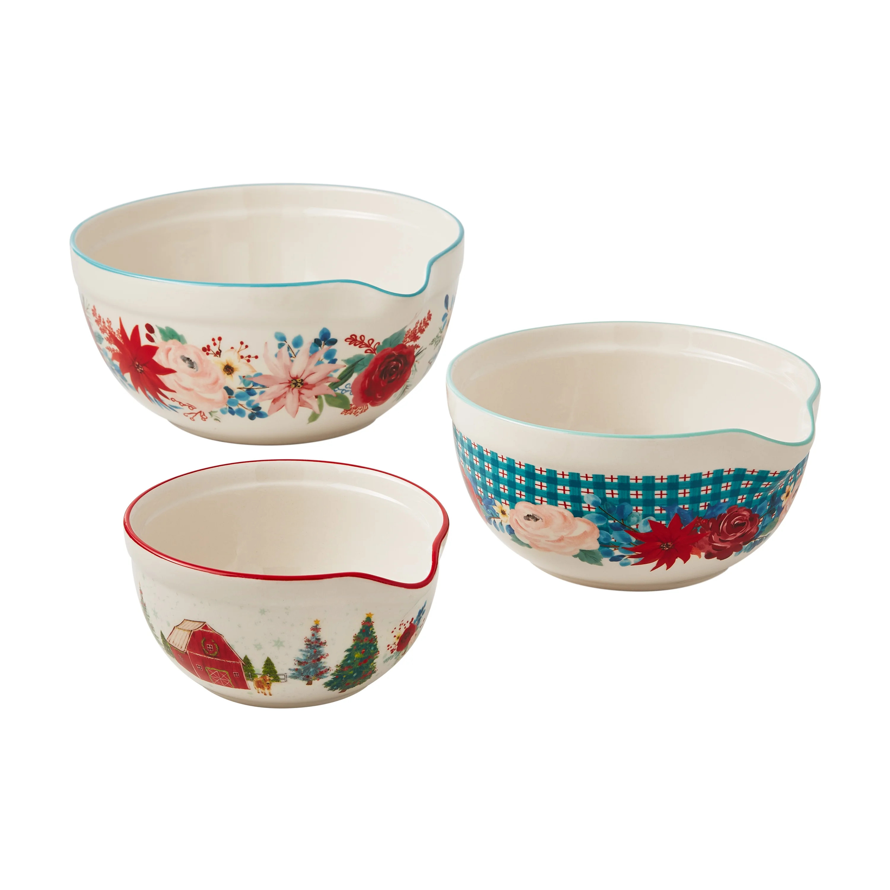The Pioneer Woman Wishful Winter 3-Piece Ceramic Mixing Bowl Set - Walmart.com | Walmart (US)