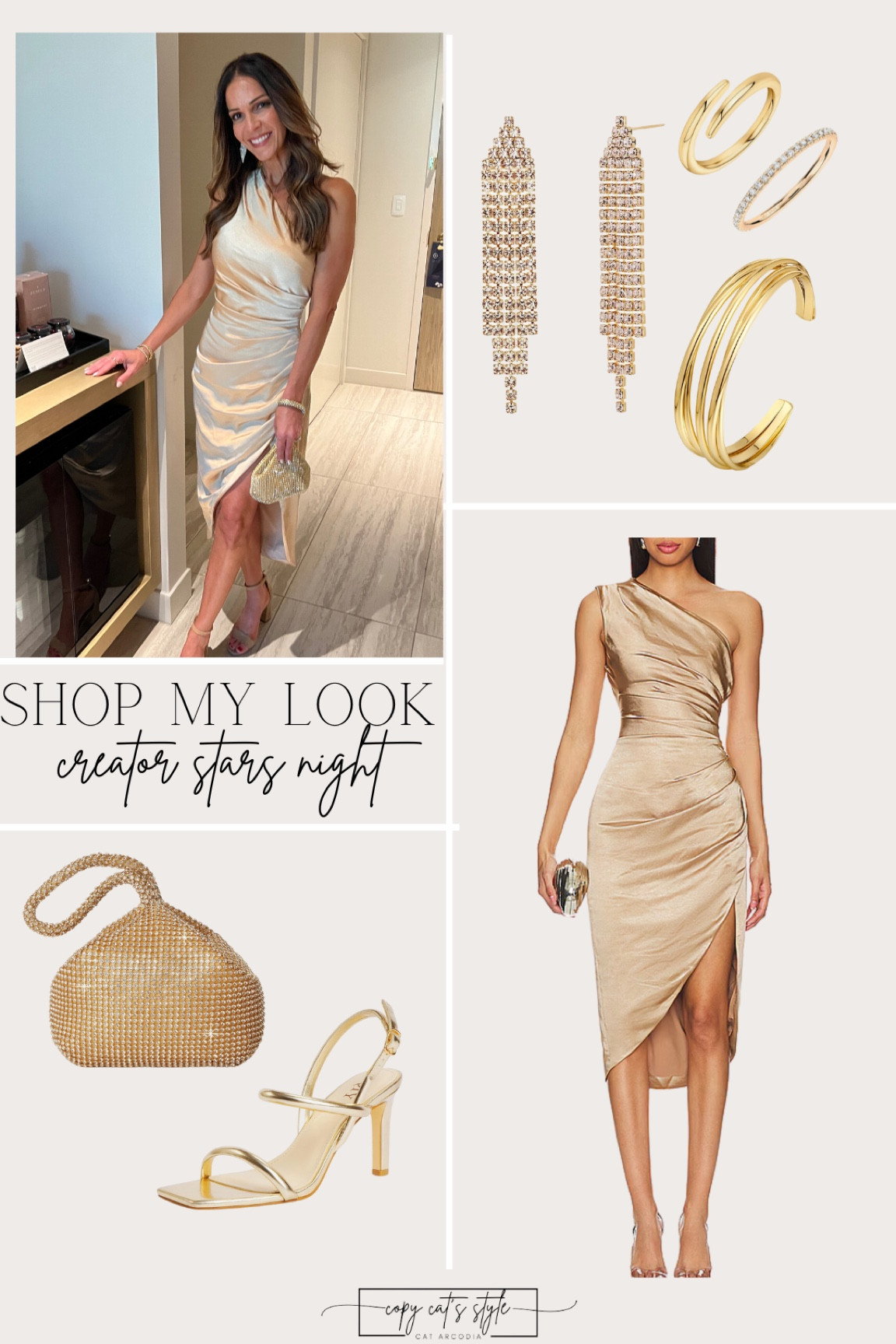 Amazon Creator Stars cocktail hour, gold dress, perfect for a wedding or holiday party, gold accessories all from Amazon

#LTKStyleTip #LTKBeauty #LTKParties
