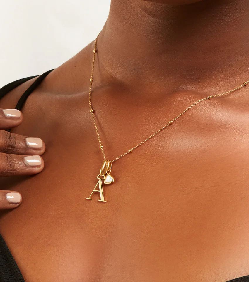 Personalized Initial & Droplet Birthstone Necklace (Gold) | Abbott Lyon