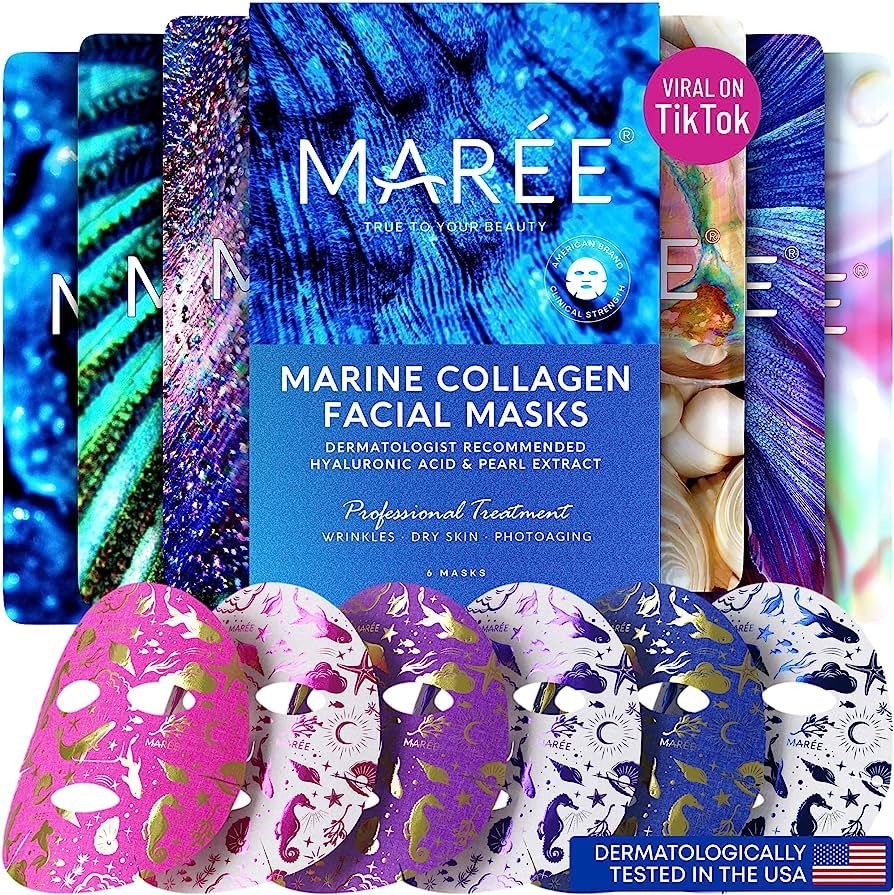 MAREE Facial Polishes & Masks with Natural Pearl Extract, Marine Collagen & Hyaluronic Acid - Ant... | Amazon (US)