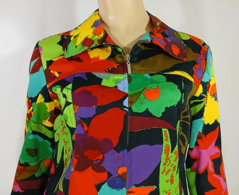 Vintage Floral Blazer: ERIN LONDON, Abstract Colorful Print, Size S | Etsy (Global)