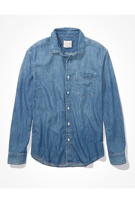 AE Super Soft Denim Everyday Shirt | American Eagle Outfitters (US & CA)