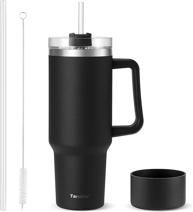 40 oz Tumbler with Handle | Stainless Steel Insulated Travel Mug Iced Coffee Cup with Lids and St... | Amazon (US)