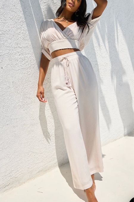 This swimsuit over up is so cute and comfy!

Resort wear, pants cover up, swimsuit cover up, cover up pants and top, beige swimsuit cover up

#LTKunder50 #LTKswim