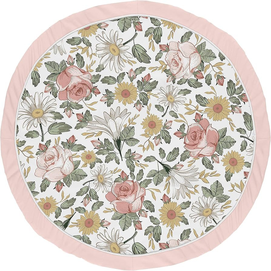 Sweet Jojo Designs Vintage Floral Girl Baby Playmat Tummy Time Infant Play Mat - Blush Pink, Yell... | Amazon (US)