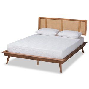 Baxton Studio Nura Walnut Browned Wood and Full Size Platform Bed | Cymax