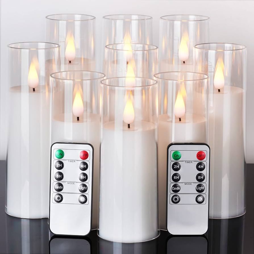 Amagic Pure White Flameless Candles, Battery Operated Candles, Flickering LED Pillar Candles with... | Amazon (US)