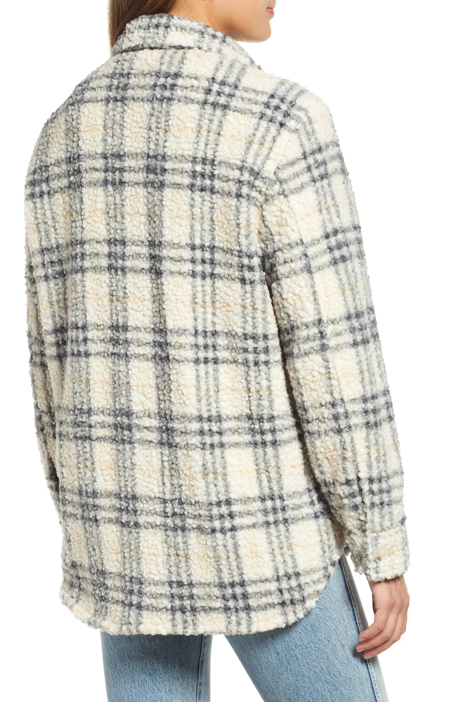 Plaid High Pile Shacket | Nordstrom
