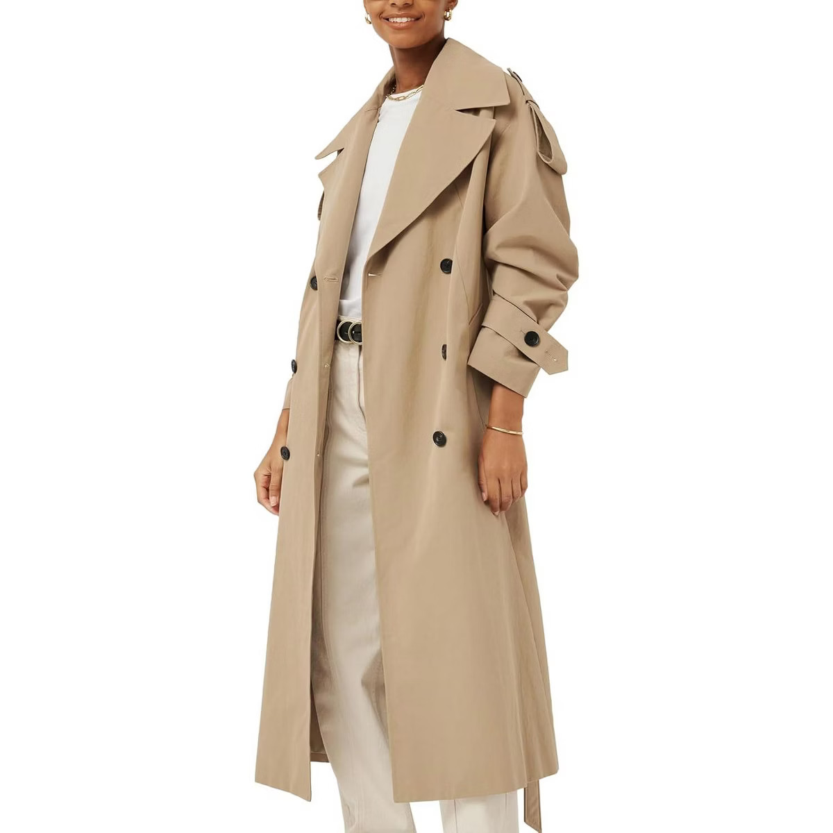 Imily Bela Classic Womens Trench Coat Oversized Double Breasted Style Light | Target