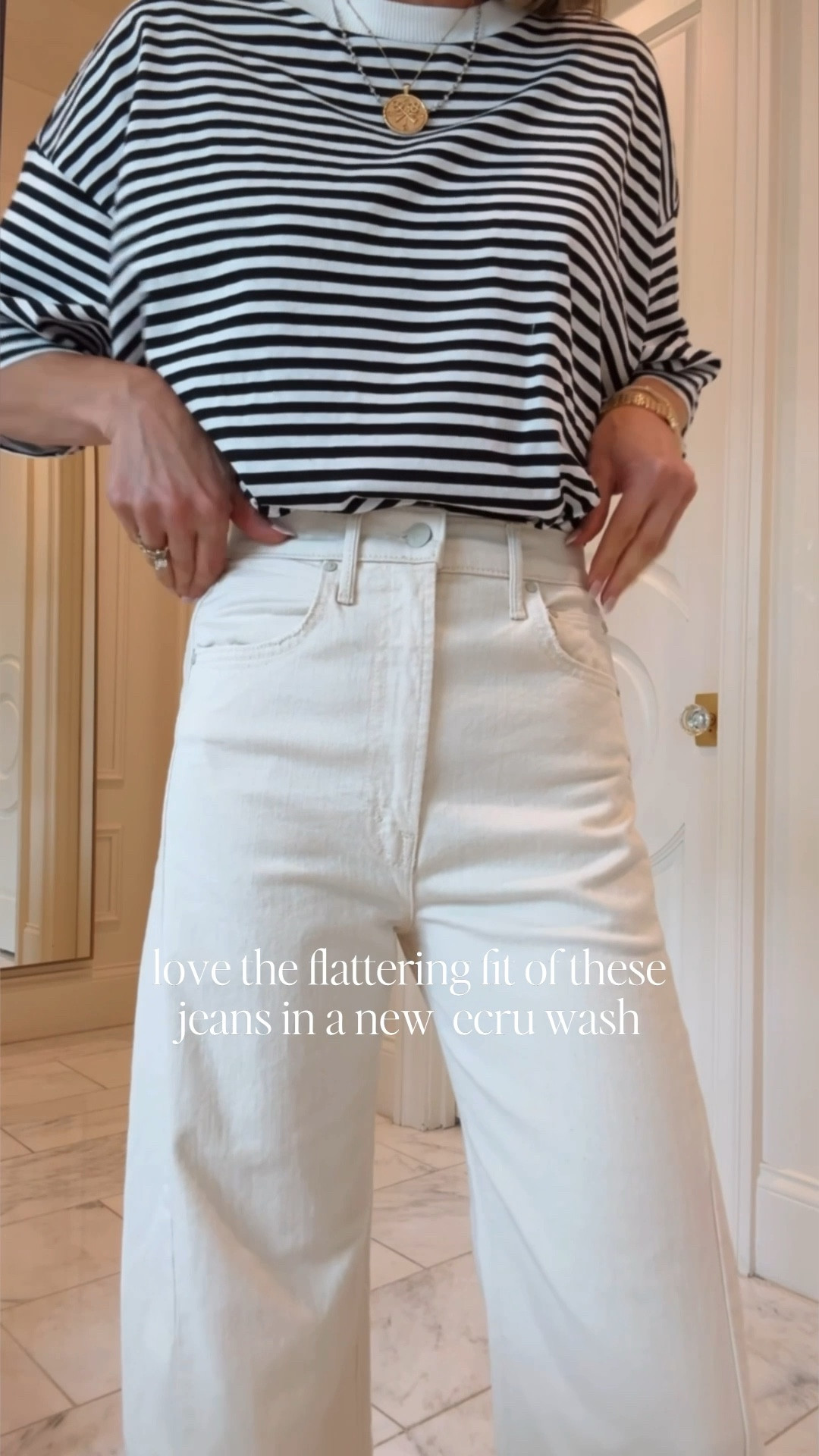 Casual denim spring outfit in all the classics. I'm wearing size 25 fit tts 