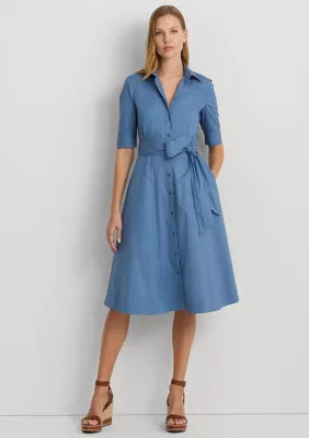 Lauren Ralph Lauren Women's Belted Cotton Blend Shirtdress | Belk