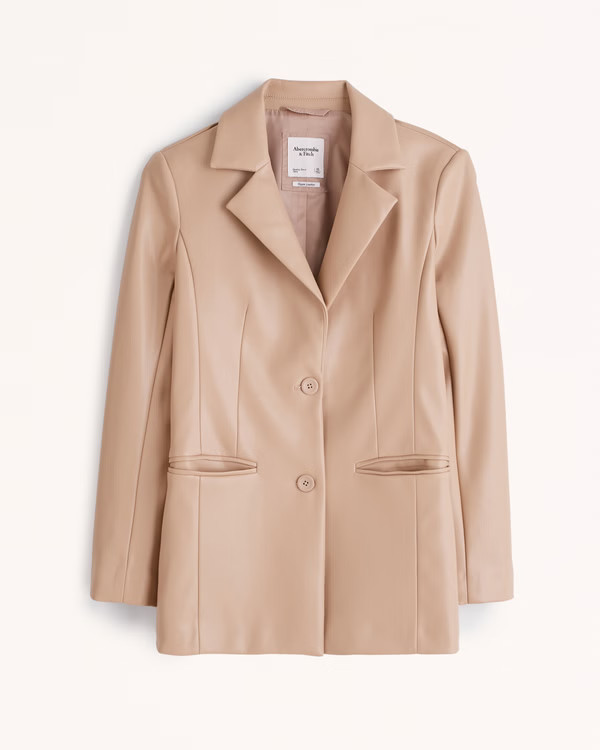 Women's Vegan Leather Blazer | Women's Coats & Jackets | Abercrombie.com | Abercrombie & Fitch (US)