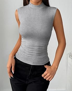 Zeagoo Womens Sleeveless Mock Turtleneck Tank Tops Slim Fit Stretch Ribbed Tops Casual Basic Laye... | Amazon (US)